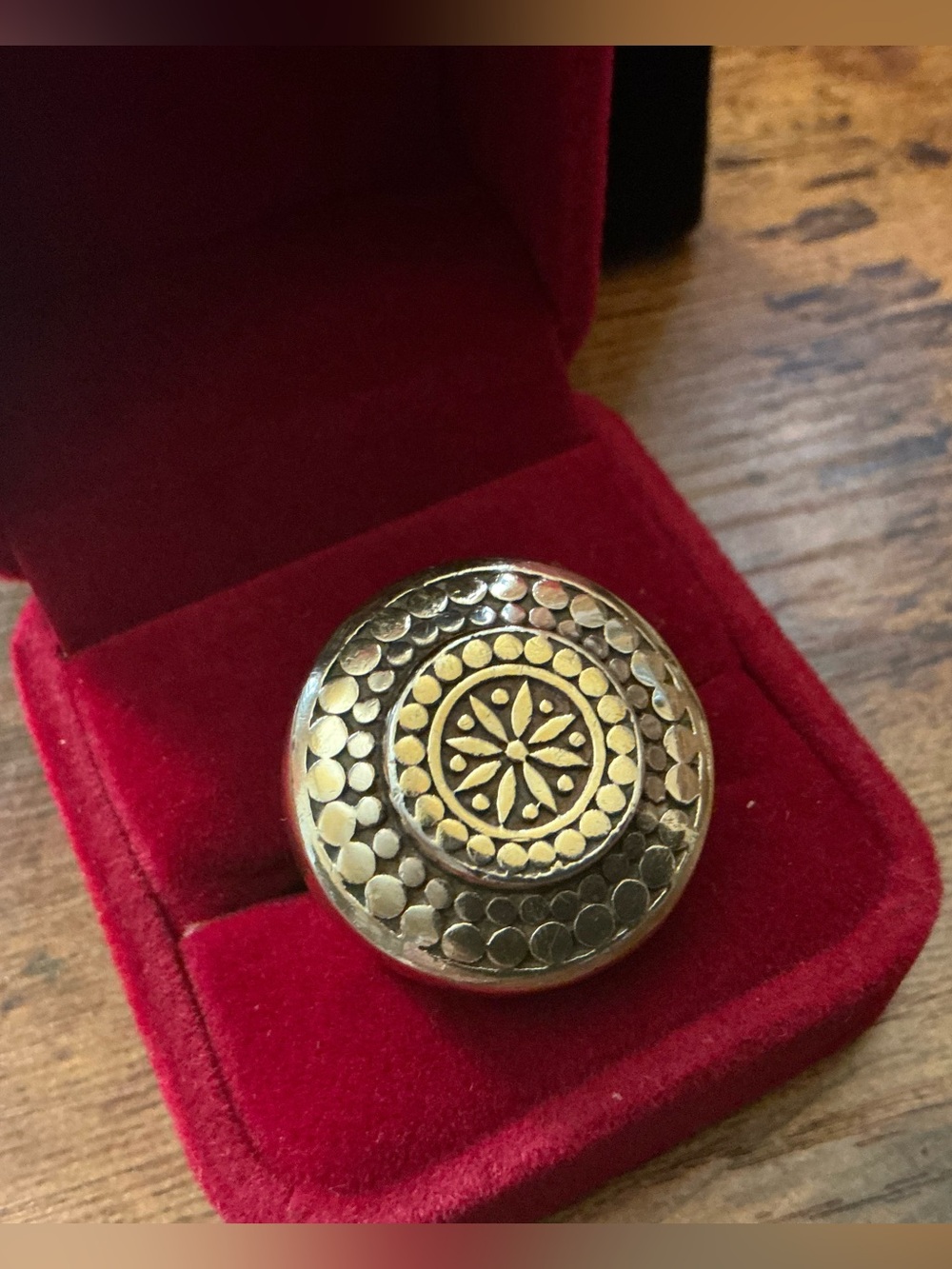 ANNA BECK 925 STERLING W YELLOW GOLD STATEMENT RING SZ 7 3/4